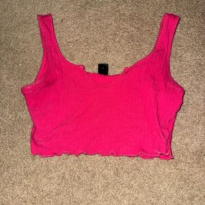SHEIN Hot Pink Ribbed Crop Top